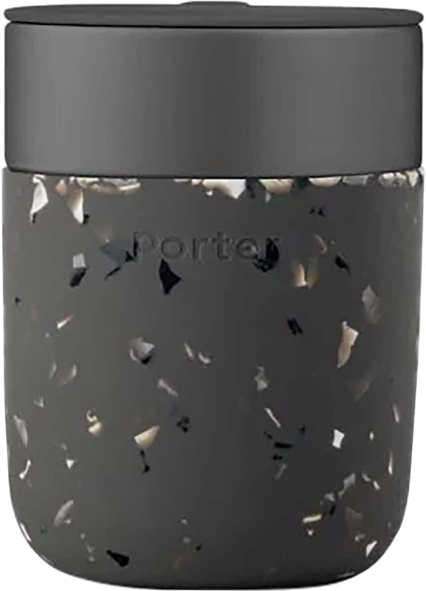 W&P WP-PMC-TZCH Porter Ceramic Mug w/Protective Silicone Sleeve, Terrazzo Charcoal 12 Ounces | Reusable Cup for Coffee or Tea | Portable | Dishwasher Safe