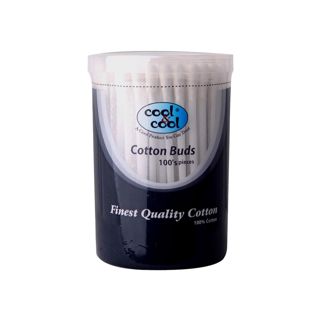 Cool & Cool Ear Buds -100's - Round Thick Tips,Cotton Swabs,100% Cotton,Double Tipped,Hygienic,Gentle & Safe Swabs for Ears - Assorted