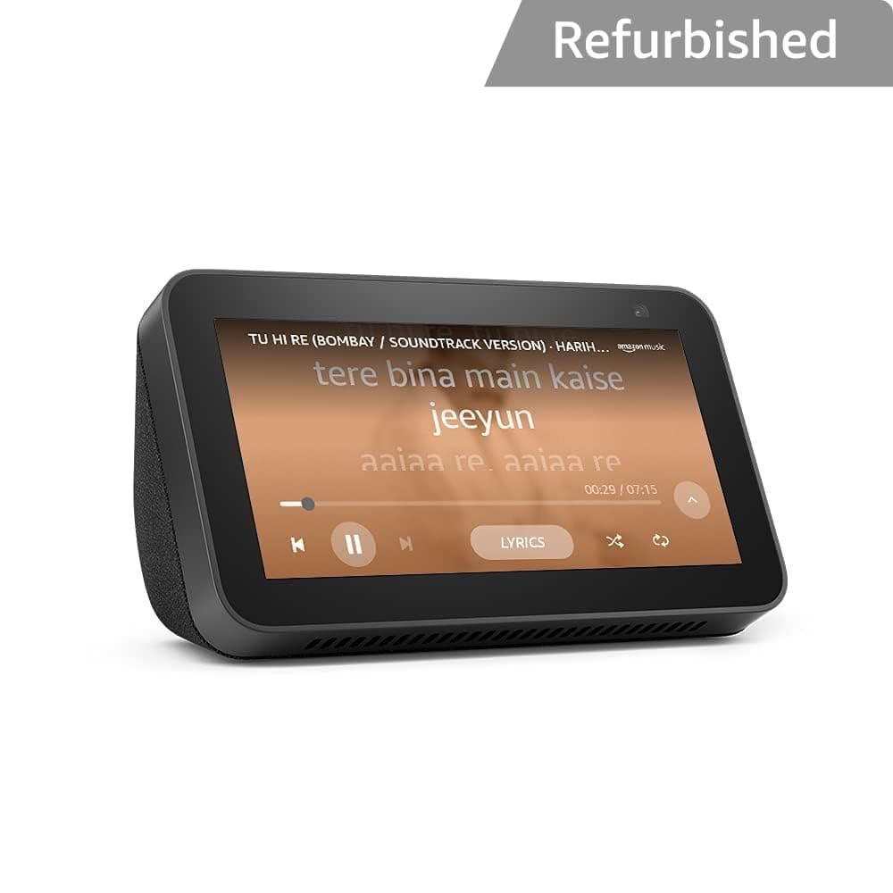 Certified Refurbished Echo Show 5 (2nd Gen) - Smart speaker with 5.5" screen, crisp sound, bluetooth and Alexa (Black)