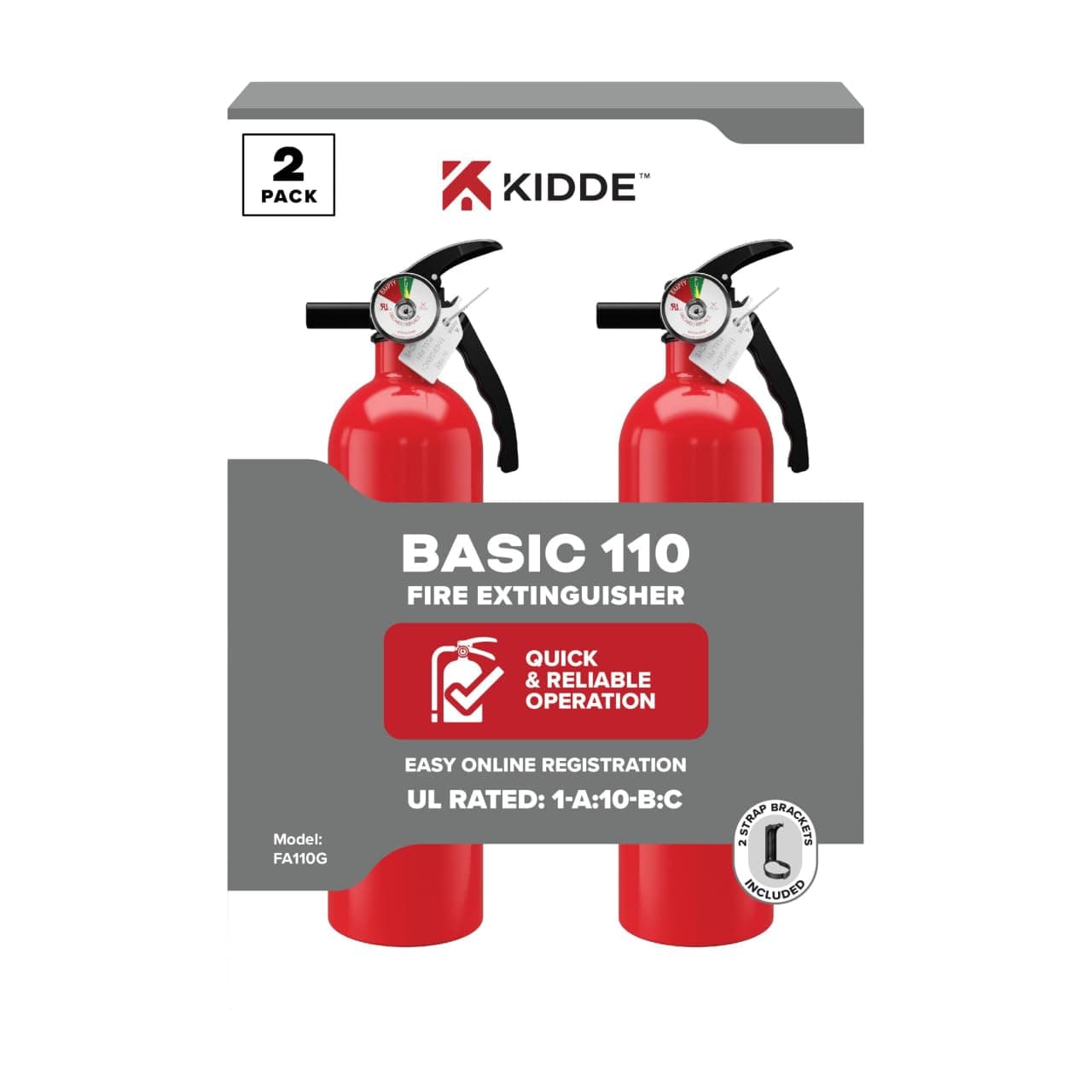 Kidde Multi Purpose Fire Extinguisher for Home, Office, Dorm, Residential, 1A10BC, 2 Pack