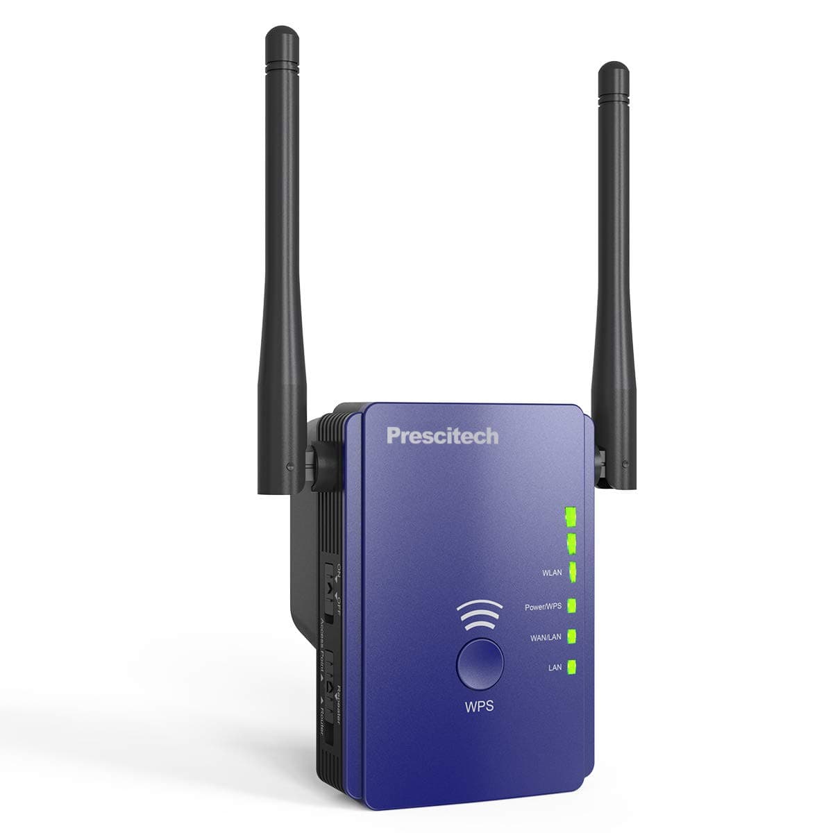 Prescitech N300 Mini WiFi Range Extender Wireless Repeater Internet Signal Booster with 2 Ethernet Port/Smart LED Indicator for Boosting Wi-Fi Coverage