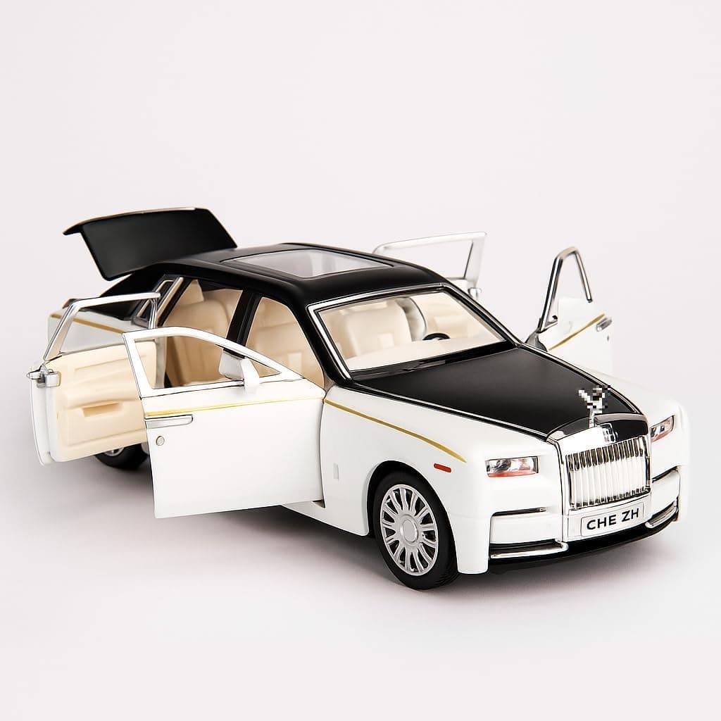 Die Cast 1:32 Scale Rolls Royce Metal Phantom with 6 Openable Doors, Light & Music for Toddler Zinc Alloy Pull Back Vehicles Diecast Model Car【Multi Color】