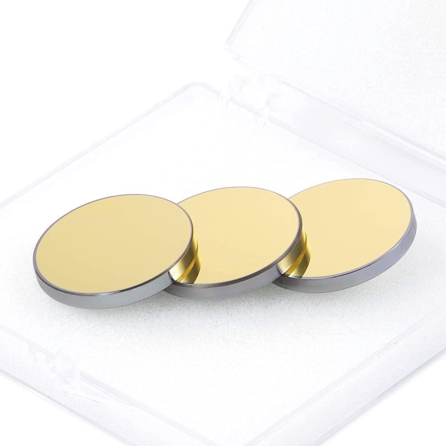 OMTech Laser Cutting Mirror Set, 25mm Gold Coated Silicon Replacement for CO2 Engraving Machines, 3mm High Transmittance Si Mirrors for 50W to 200W Engravers, Set of 3