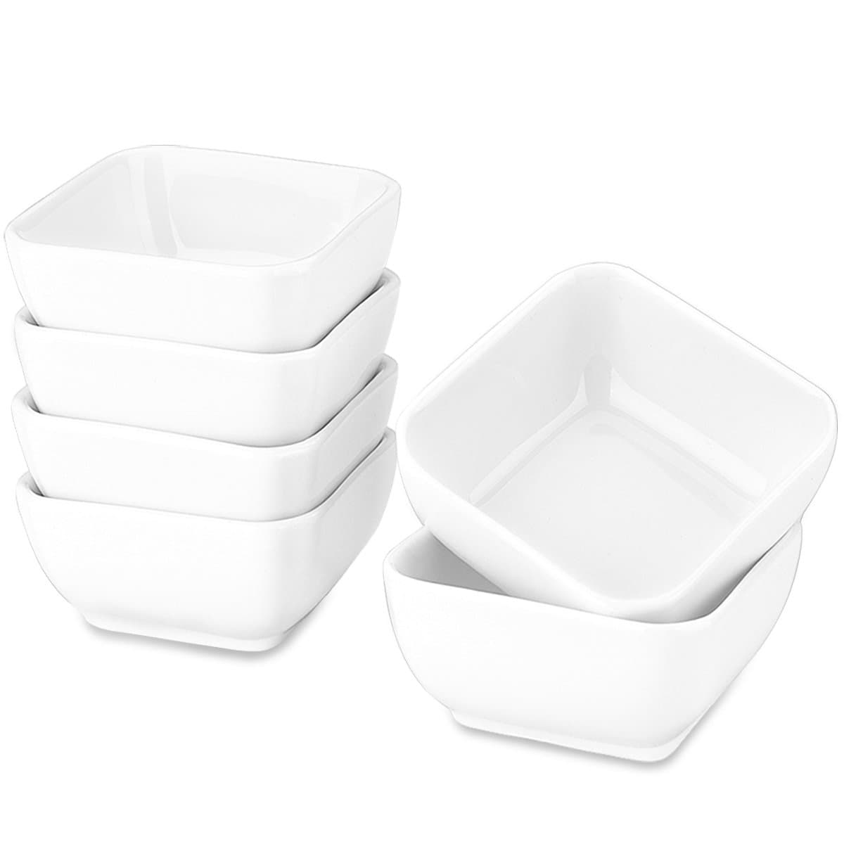 - 3 Oz Ceramic Dipping Bowls Set of 6, Porcelain Soy Sauce Dish - White Dip Bowls for Charcuterie Board Cups, Small Sauce Cups for Condiment Ketchup BBQ, Dipping Sauce Cups Dishwasher Safe
