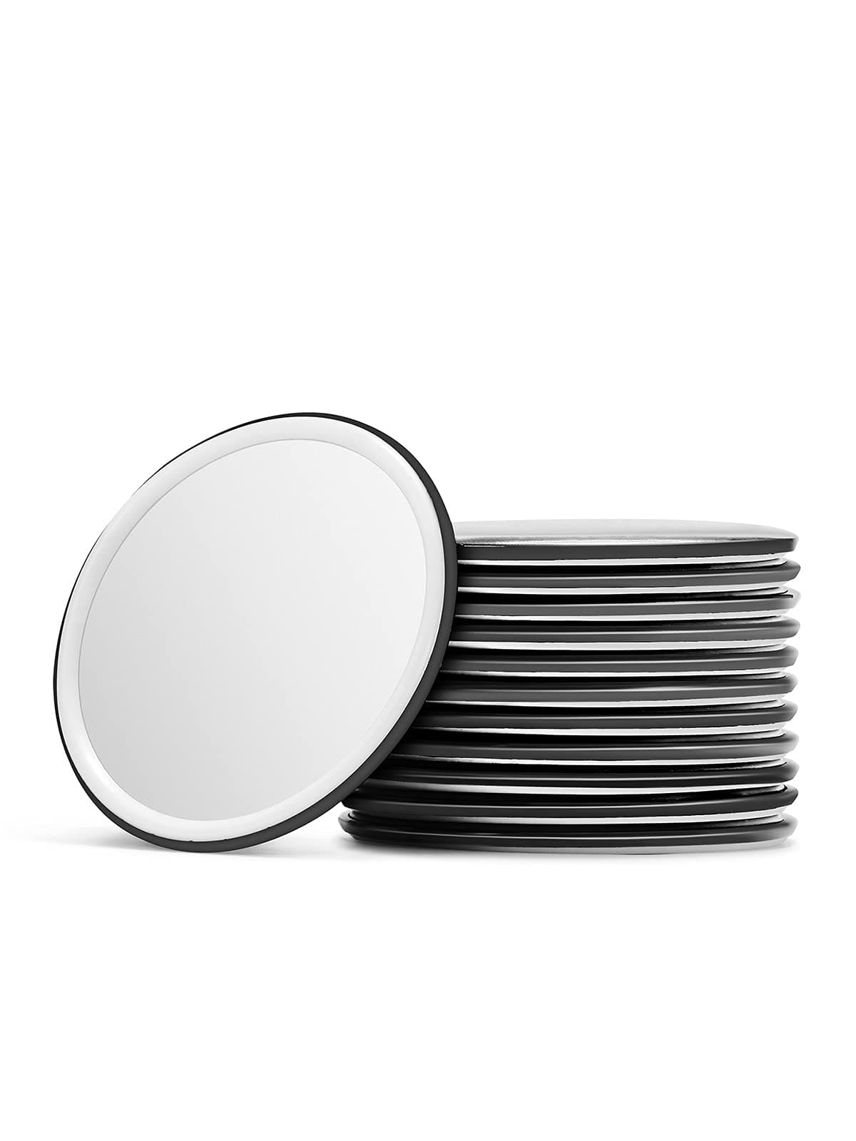 Compact Mirror Bulk Round Makeup Glass Mirror for Purse Great Gift 2.5 Inch Pack of 12 (Black)