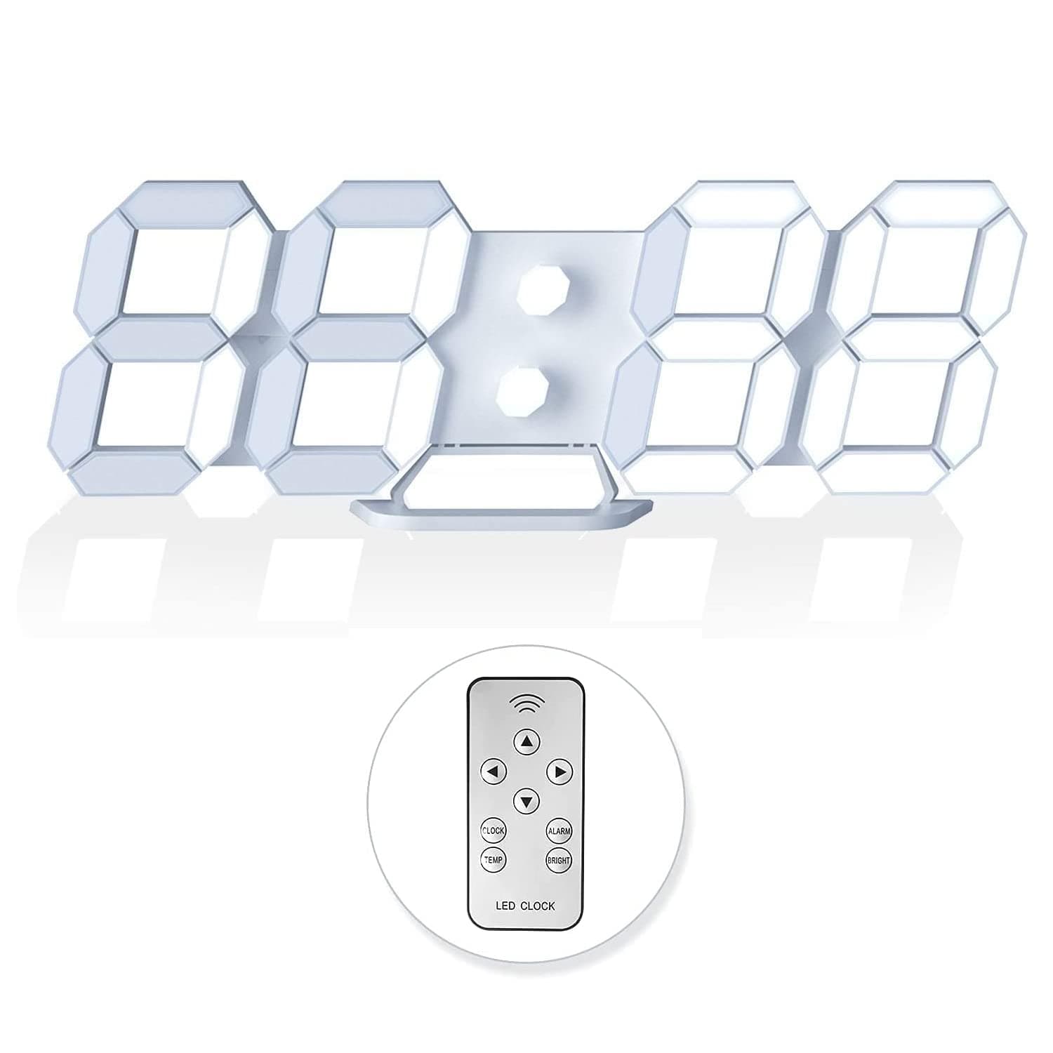 EDUP HOME 3D LED Digital Wall Clock/Desk Alarm Clock with Remote Control for Kitchen Bedroom Office, 9.7" LED Night Light Decor Clock Adjust Brightness 12H/24H Time Date Temperature, Great Gift