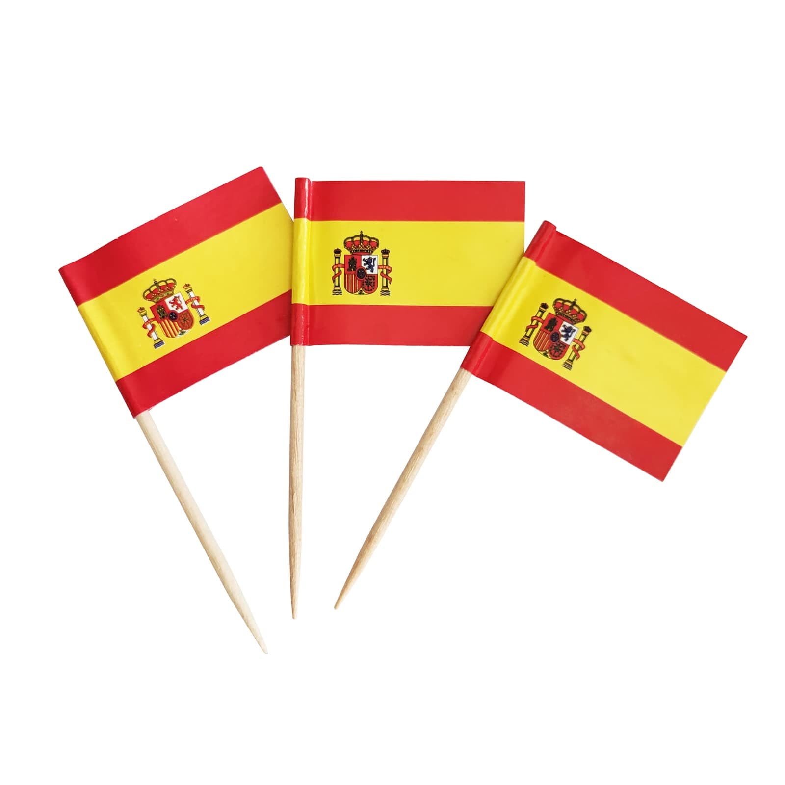 100 Pack Spain Flag Spanish Toothpick Flags, Cocktail Picks Mini Stick Cupcake Toppers Country Picks Party Decoration Celebration Cocktail Food Bar Cake Flags (Spain)