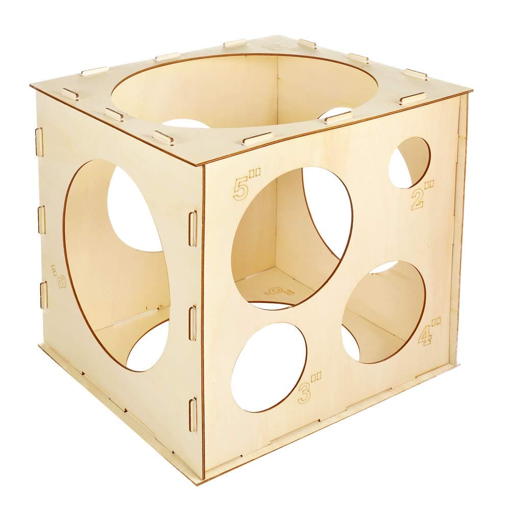 Pllieay 9 Sizes Collapsible Wood Balloon Sizer Cube Box for Balloons Decorations, Balloon Arches, Balloons Columns (2-10 Inch)
