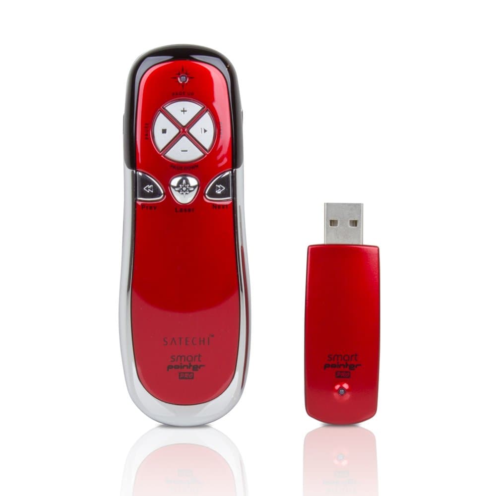 SATECHI SP800 Smart-Pointer 2.4GHz RF Wireless Presenter with Mouse Function and Green Laser Pointer (Red)
