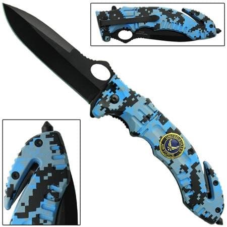 Serve And Protect Spring Assisted Knife-Big Blue