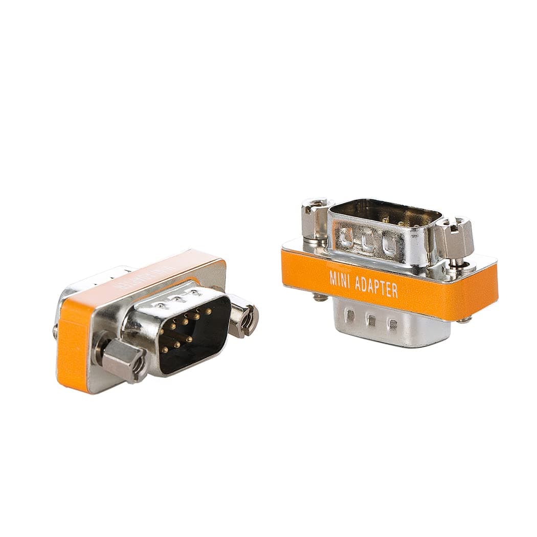 DB9 Null Modem Adapter Male to Male Slimline Data Transfer Serial Port Adapter 2 Pack