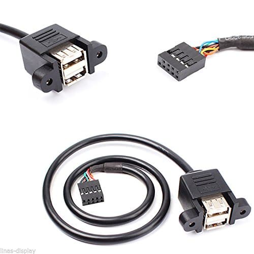 Stackable Dual USB 2.0 A Female to Motherboard 9 Pin Header Cable