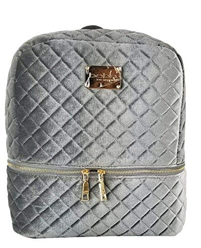 4SGM Bebe Danielle Velvet Quilted Large Backpack Pewter