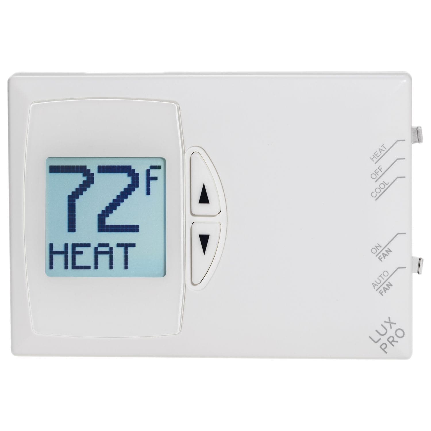 - Lux Pro PSD111B Non-Programmable Thermostat for Home Use; 1 Heat, 1 Cool
