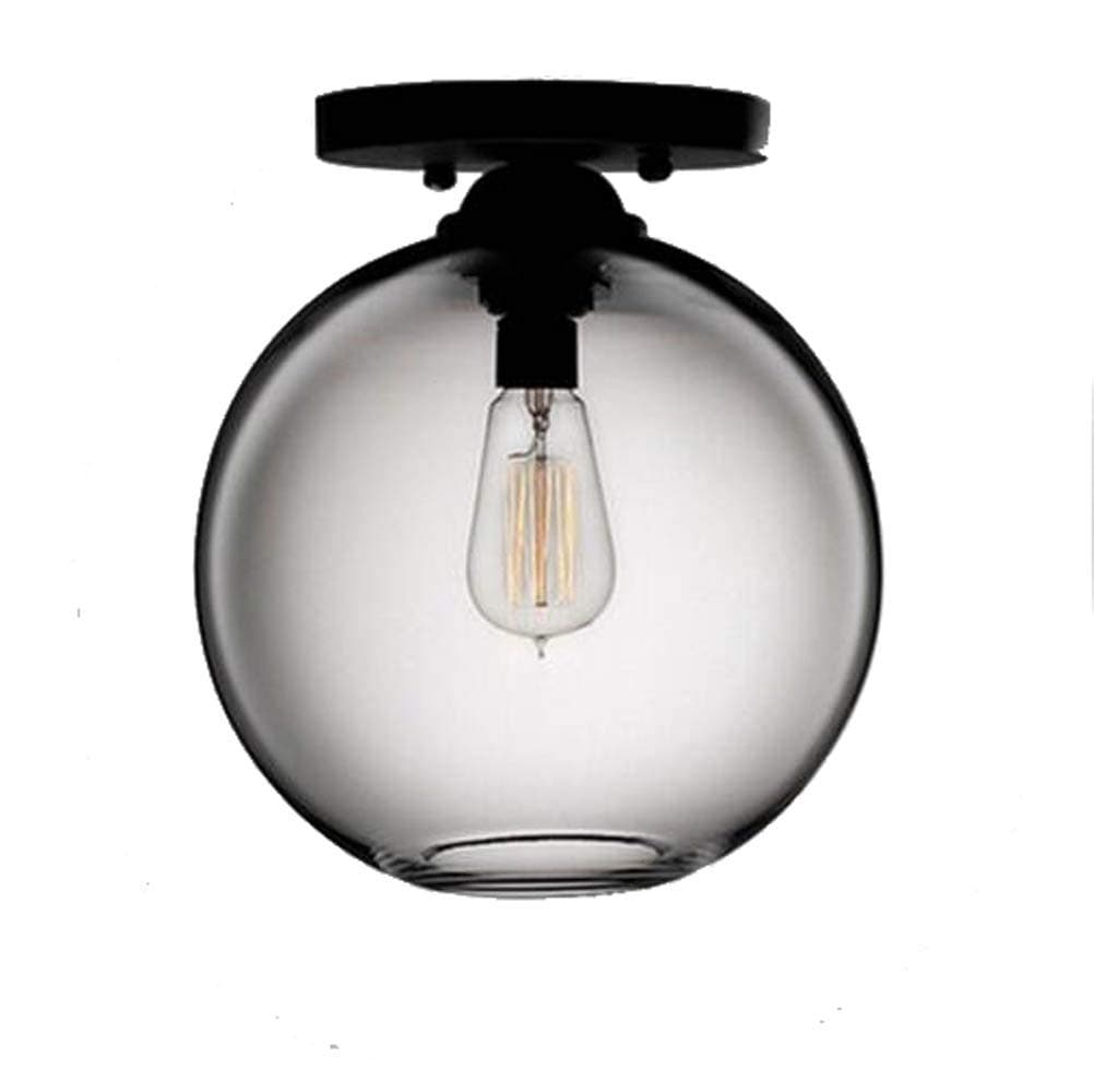 Vintage Industrial Flush Mount Ceiling Light Glass Shape Ceiling Lamp Light Fixture for Hallway Stairway Porch Bedroom Kitchen. (Grey)