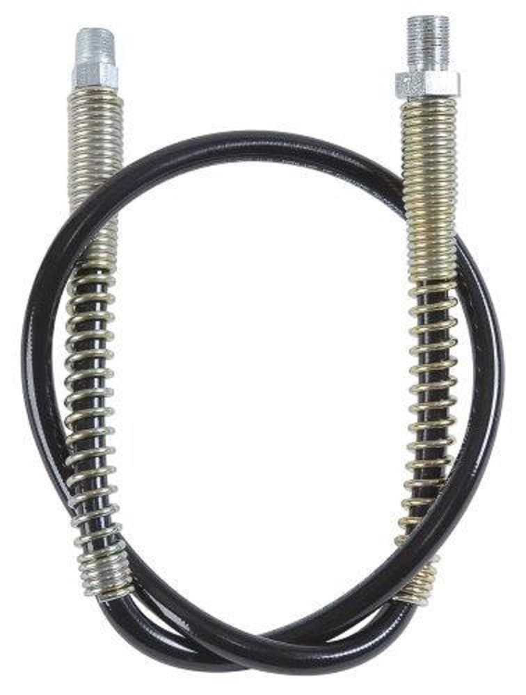 Lincoln 1230 30" Flex Whip Hose with Spring Guard and Coupler, 7500 PSI, 7/16" UNEF x 1/8" MNPT, Flexible High Pressure, Use for 12V, 18V, 20V PowerLubers and 1162 Pneumatic Grease Guns