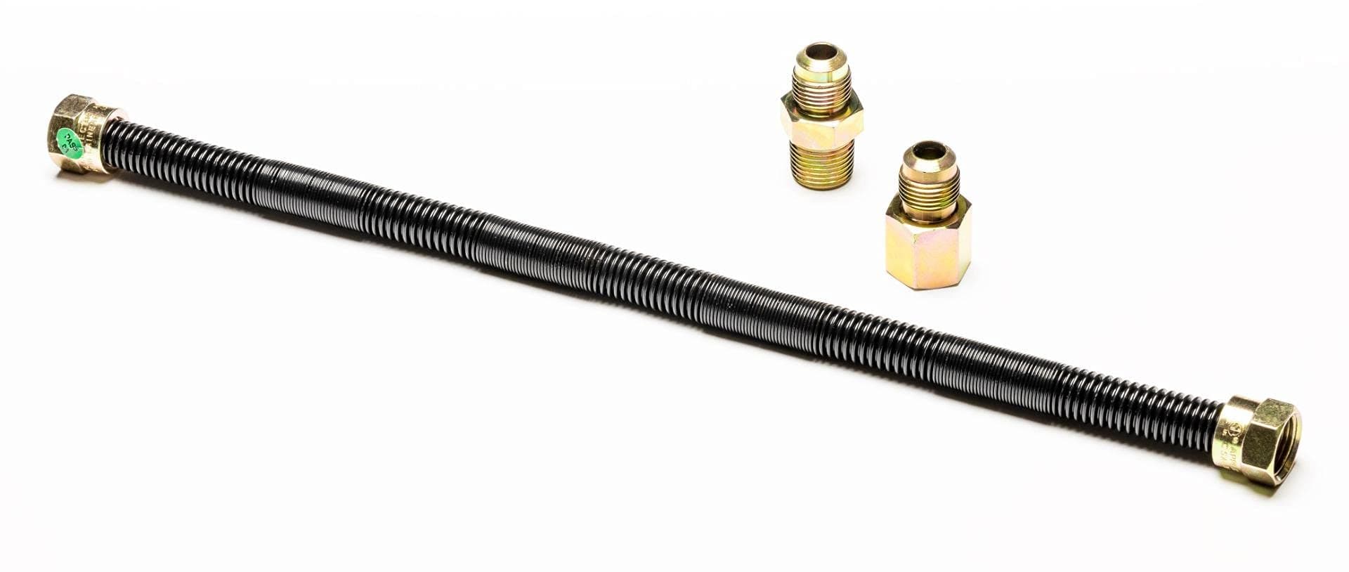 30'' x 1/2'' High Capacity Gas Flex Line - Premium Quality Black Non-Whistle Fire Pit, Fireplace, Dryer Gas Line - Perfect Gas Line for NG or LP Fire Pits - Versatile Usage - Easy Installation
