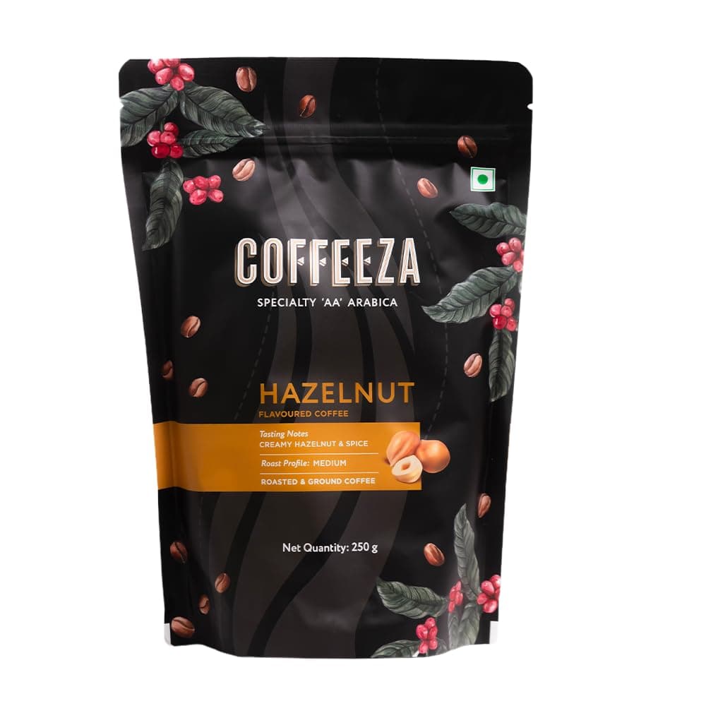 Ground Coffee - Medium Grind - Hazelnut Flavored - 250g - Medium Roast 100% Arabica Ground Coffee Powder