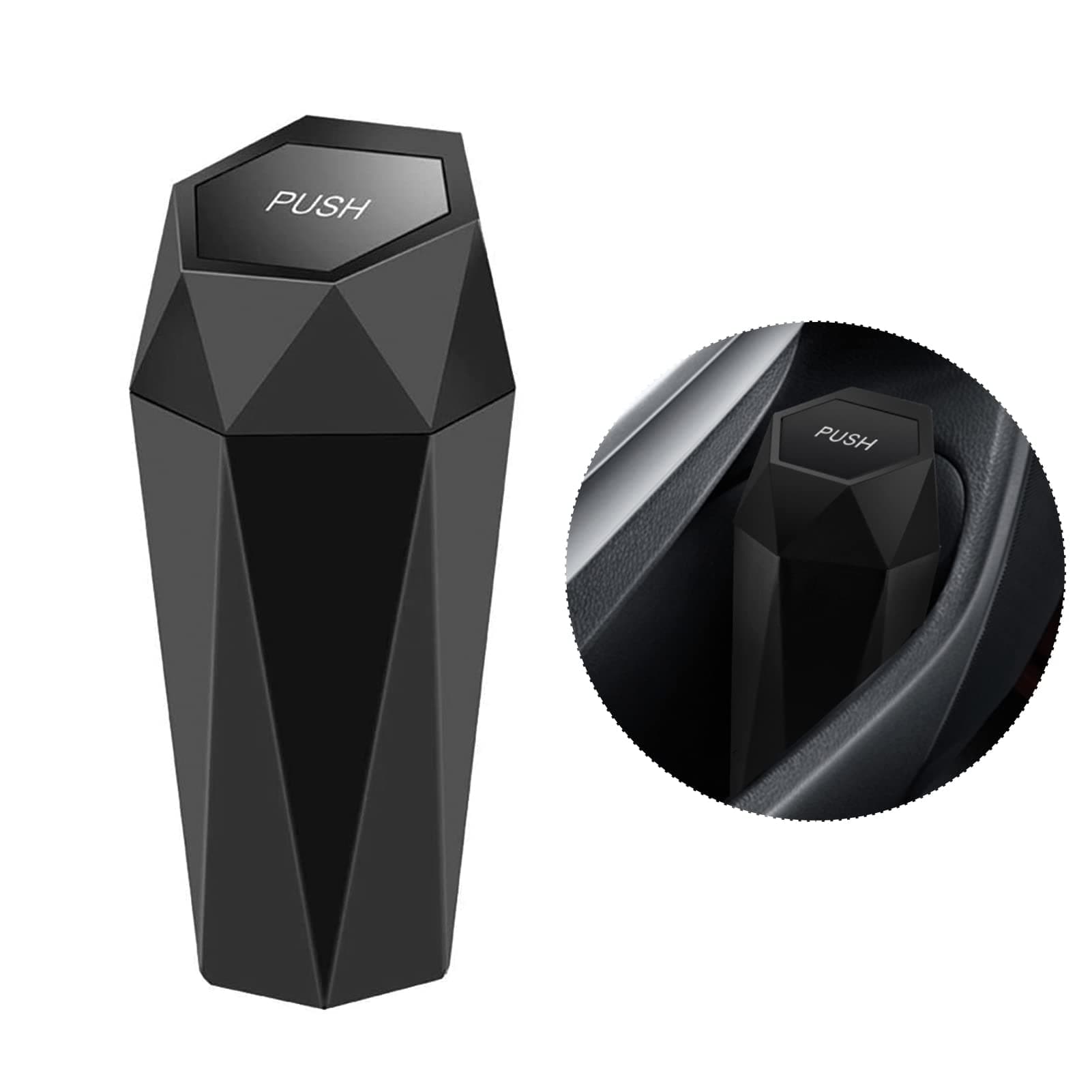 DAYONG Car Trash Can with Lid.Diamond Design Mini Automatic Portable Garbage Can, Easy to Clean, Used in Car Home Office