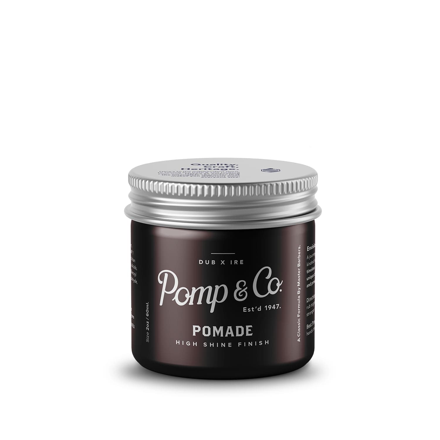 Pomp & Co High Shine Pomade for Men, Water-Based Hair Styling Pomade with Medium Strong Hold, Wet Look Finish, Classic Scent, Barber Grade, 60ml