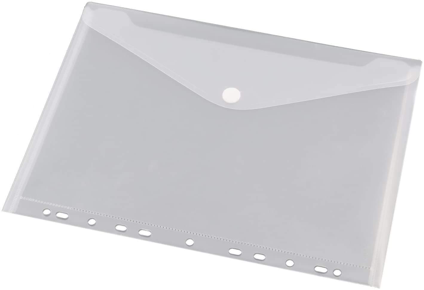 HF2 Clear Poly Envelope Pocket Binder A4 (Pack of 10) | 11 Holes | Polypropylene Envelope Ring Binder for Home & Offices | Hook & Loop Closure | Document Organiser & Storage Pocket