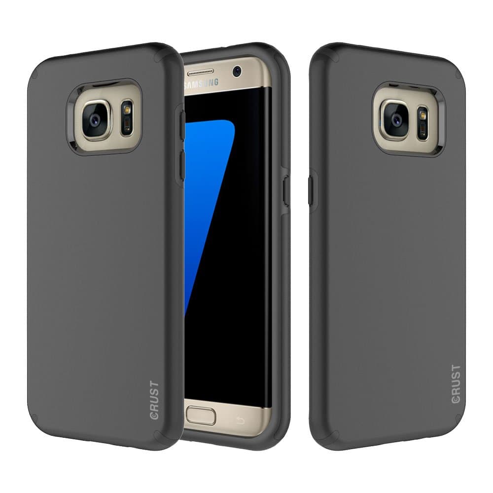 Crust Slim Armor Dual Layer Back Cover for Samsung Galaxy S7 Edge SM-G935, Shock Proof Hybrid Hard & Soft Case - (Black)