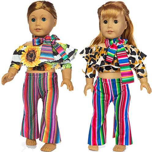 iBayda 6pcs/Set Doll Clothes Accessories Include Top Pants Scarf for 18 inch American Girl Doll ,43cm New Born Baby Doll