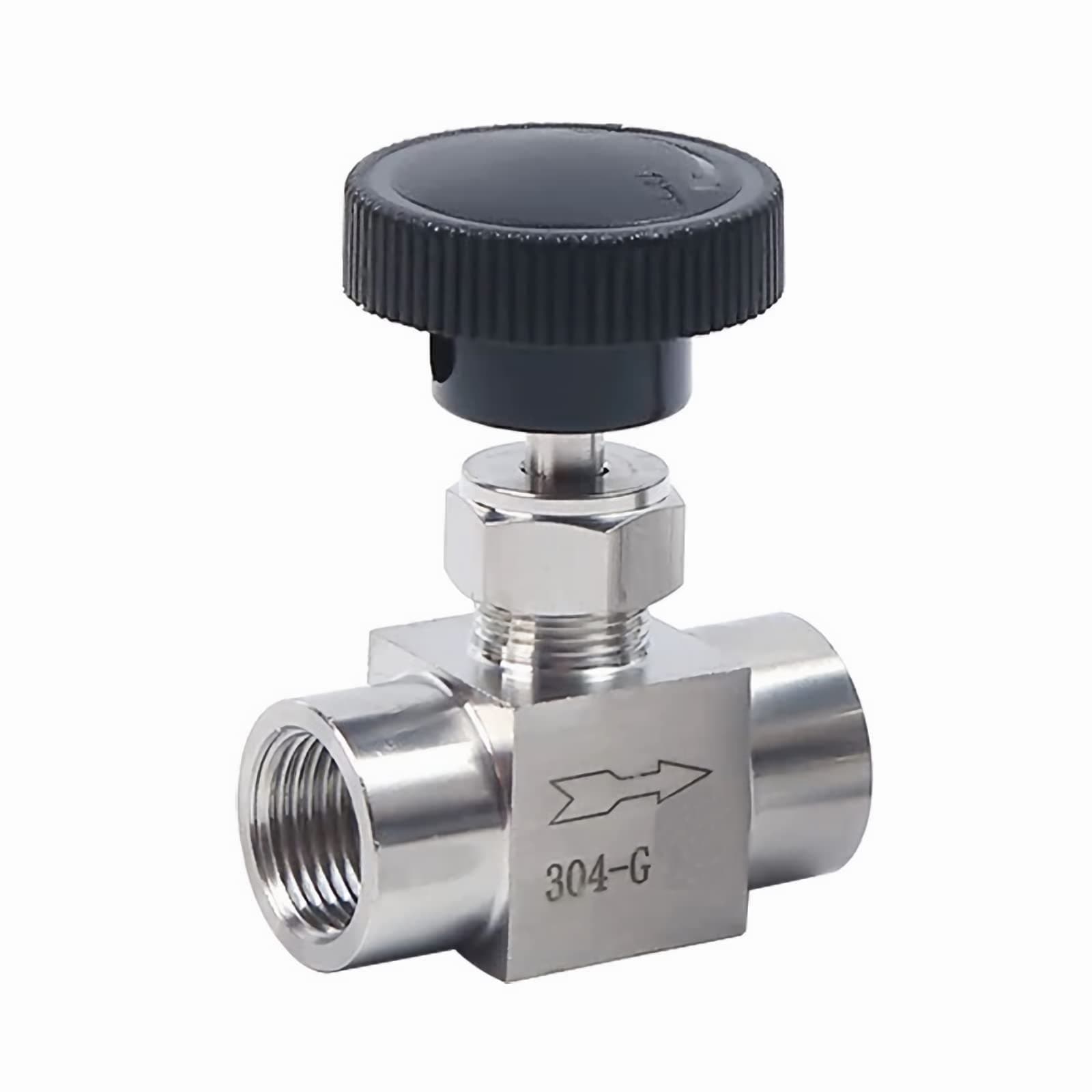 1/8 1/4 3/8 1/2 Inch G Valves 304 Stainless Steel G Female Needle for Valve Flow Control Water Gas Oil,Ferrule Straight-Through Female Needle Valve,Control Needle Valve