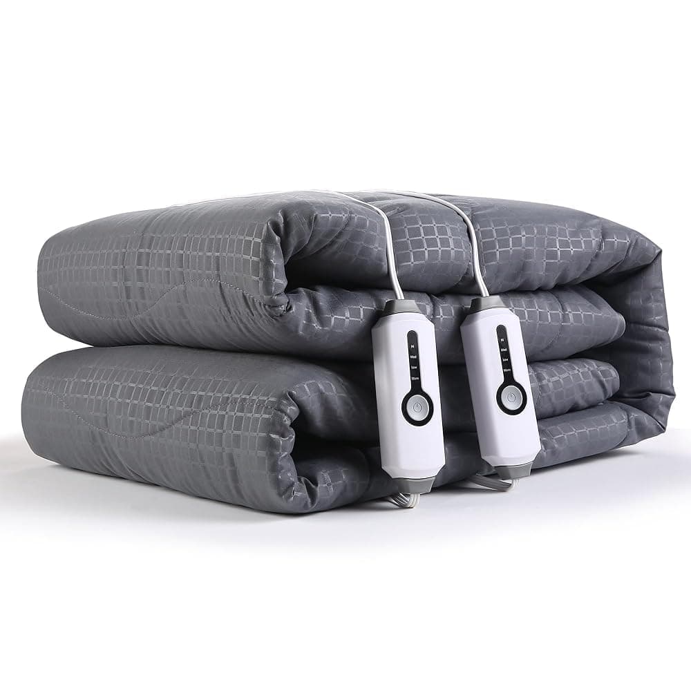 Heated Mattress Pad King Size 78''x80'' Polyester Deep Pocket, 4 Heating Levels & 10 Hour Auto Off, Machine Washable, Grey