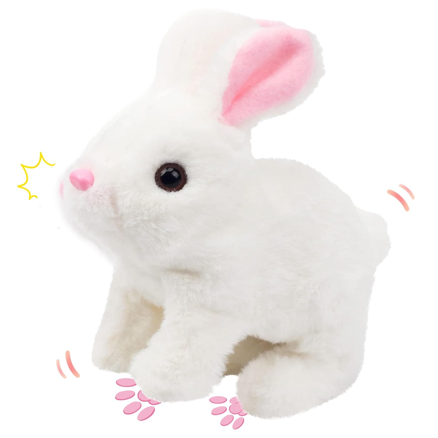 Plush Interactive Toy,Hopping Rabbit Interactive Electronic Pet Plush Bunny Toy with Sounds and Movements,Animated Walking Wiggle Ears Twitch Nose Gift for Toddlers Birthday,Companion Animal for Kids