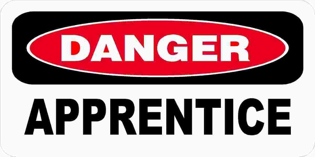 3 - Danger Apprentice 1" x 2" Hard Hat Stickers H387