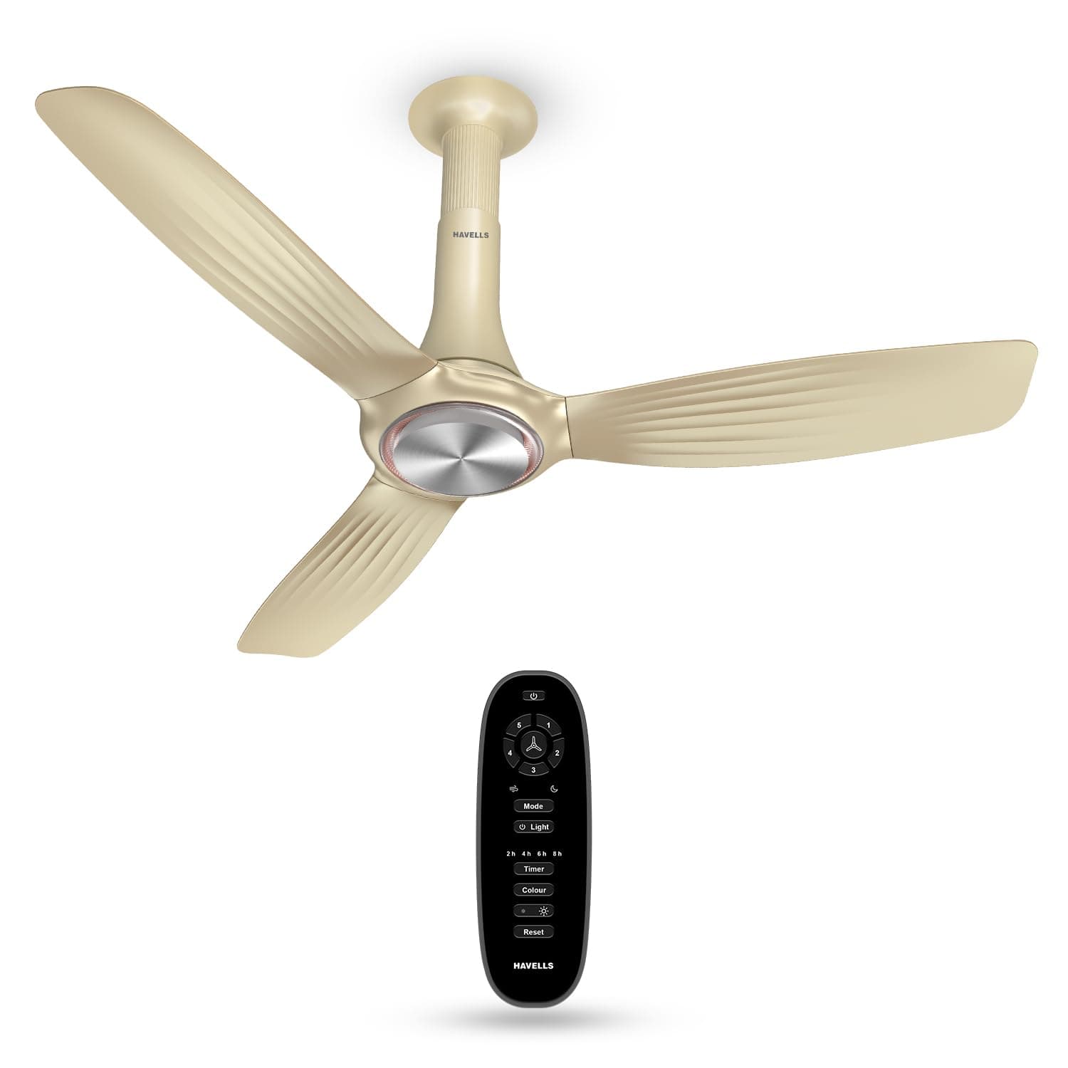 Havells 1200mm Inox Underlight BLDC Ceiling Fan | Remote Controlled, Smart Fan, IoT Enabled, Alexa & Google Home Compatible | 5 Star Rated, Upto 60% Energy Saving, 2 Year Warranty | (Gold Mist)