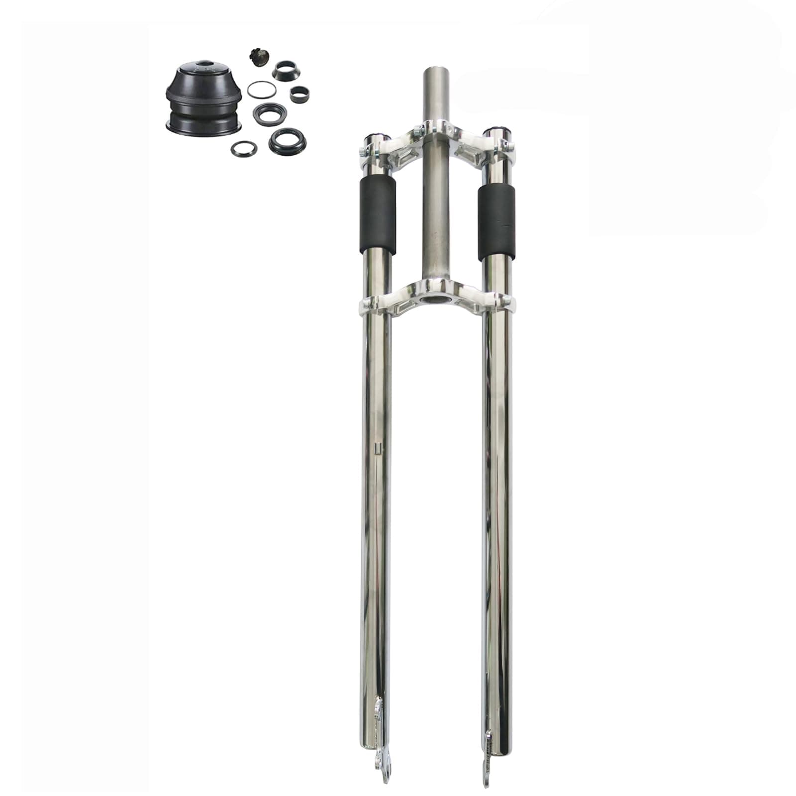 CDHPOWER Bicycle Fork 26" Triple Tree Non Suspension Fork w/Double Shoulder fit 26x3.5 Fat tire -Gas Motorized Bike