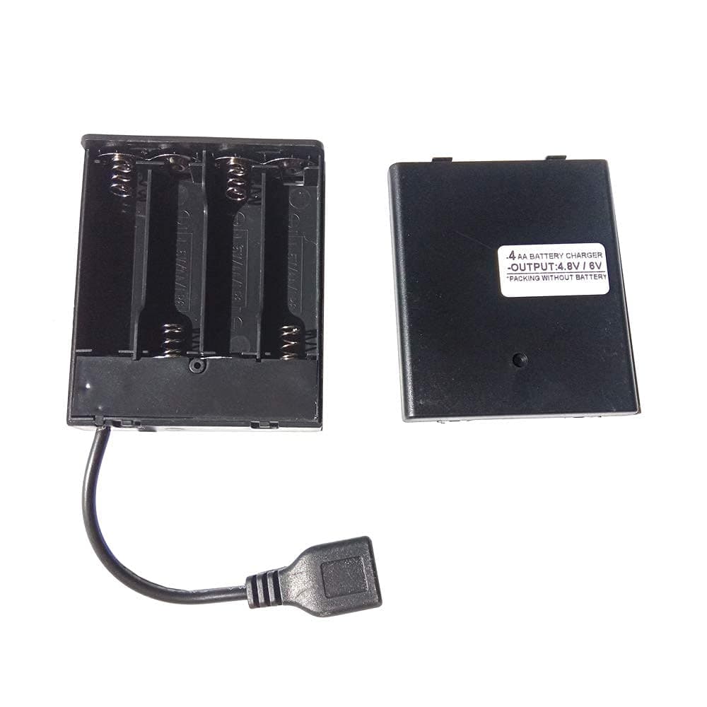 Black USB Female Socket 4 AA Battery Case Box Holder Output 4.8 Volt Or 6 Volt with On Off Switch,Without Battery
