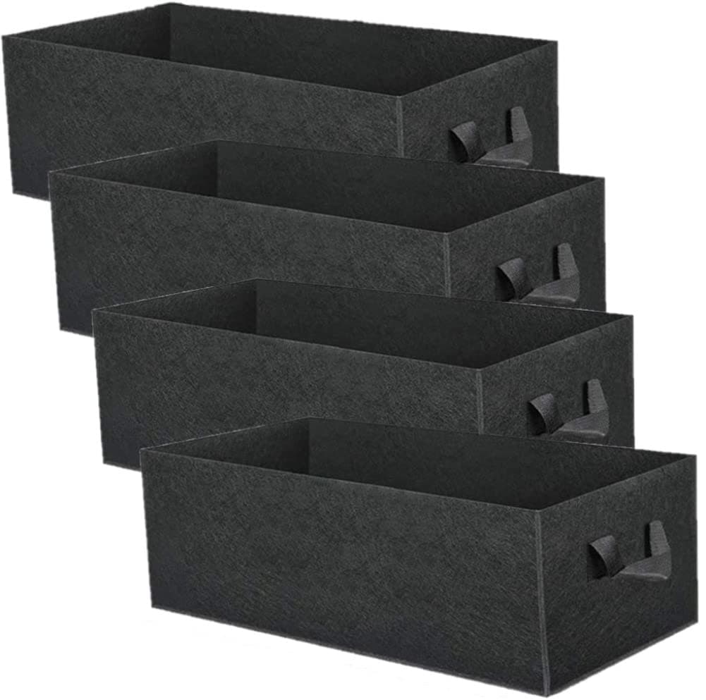 4Pcs 8 Gallons Plant Growing Bags, Rectangular Nonwoven Fabric Breathable Grow Bags Heavy Duty Thickened Root Aeration Garden Pots Container with Straps Handles, for Flowers Vegetables