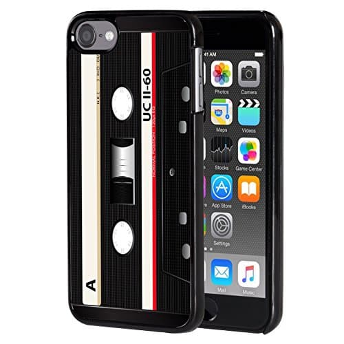 iPod Touch 6 case,AIRWEE Slim Back Cover Hard Plastic Protector Case Stylish Design for Apple iPod Touch 6th Generation - Retro Cassette Tape