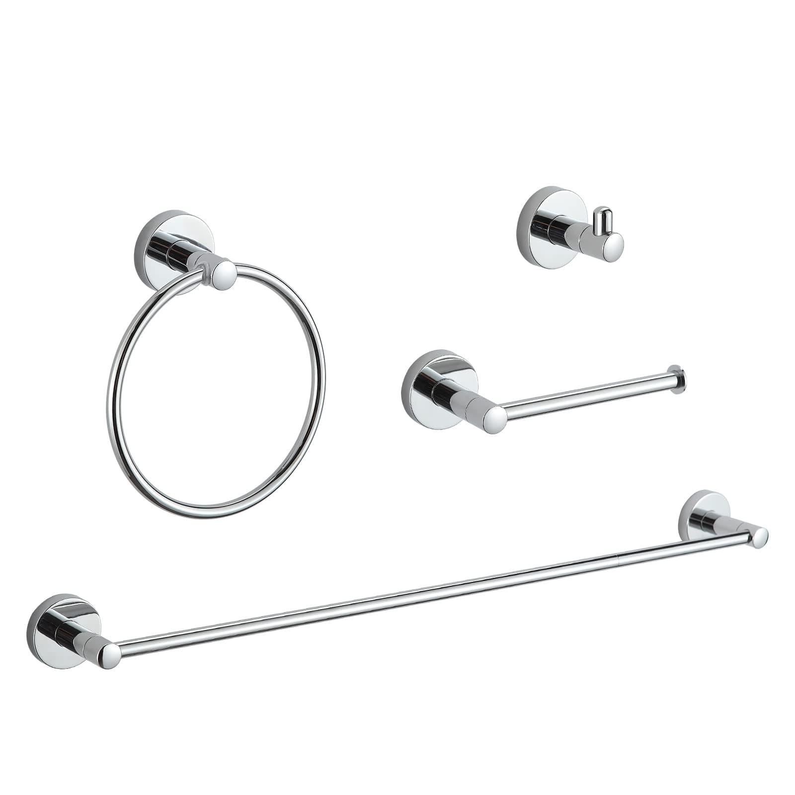 BGL Bathroom Accessory Set Chrome 4 Pieces Bathroom Towel Rack 24 Inches Adjustable Bathroom Hardware Set