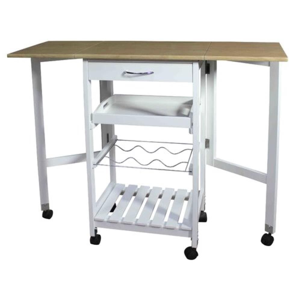 Symple Stuff Kitchen Trolley Bar Cart with Drop Down Leaves