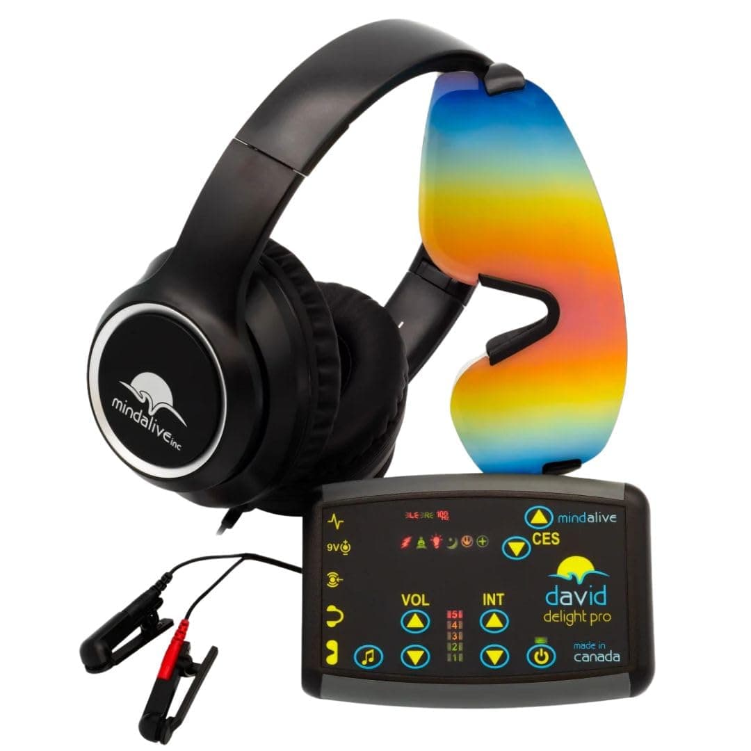 - Inc. David Delight pro with Standard White Eyeset Best System for Meditation, Improve Sleep, Relaxation, cognition for Seniors, Anxiety, Depression, ADHD and Pain