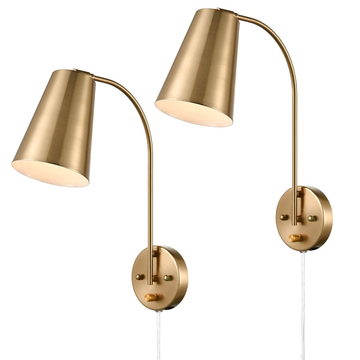 DANXU Modern Plug in Wall Sconce with Cord Set of 2 Gold Wall Light