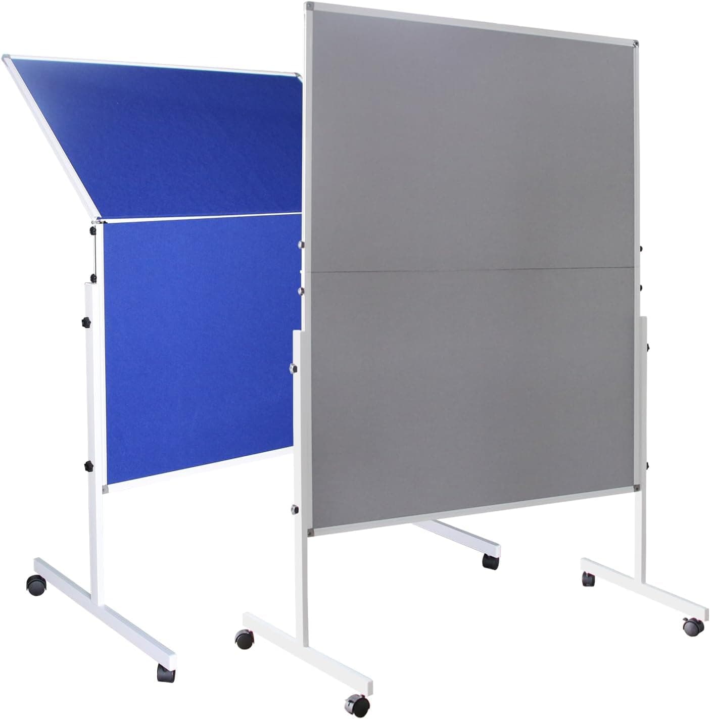 XIWODE Foldable Mobile Room Divider, Double Sided Blue Fabric Bulletin Push P...