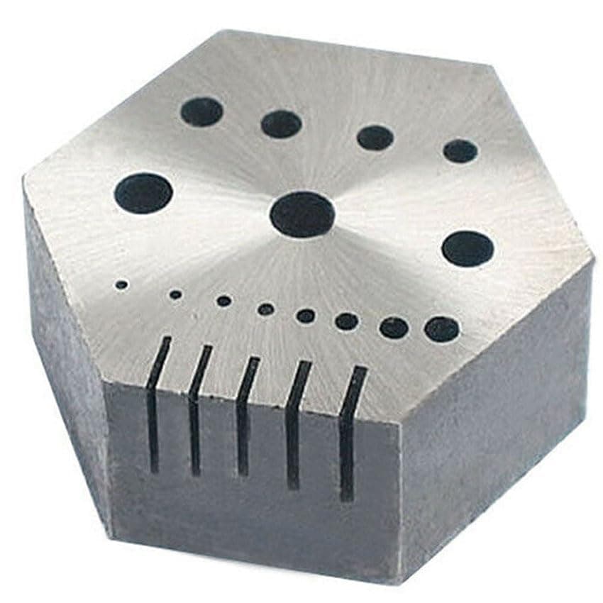 Hexagonal Steel Riveting Anvil Block 7/8" Thick Multi-Functional Bench Hex Steel Block Drilling Jewelry Watchmakers, Craftsman