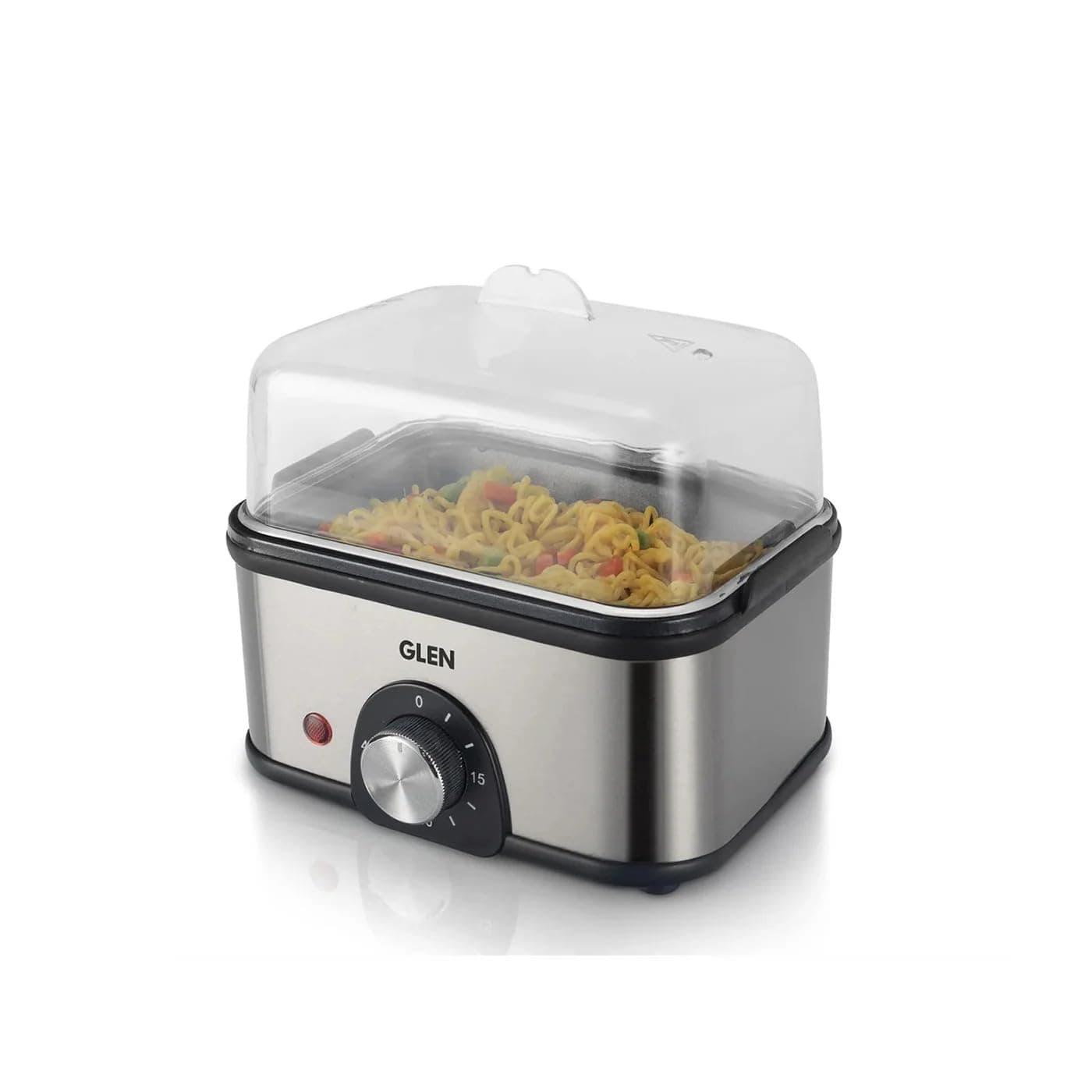 Glen Plastic 3 in 1 Electric Multi Cooker|Egg Boiler - Steam|Cook & Boil - 45 Minutes Timer|350W Boil 8 eggs at a time -non stick heating plate 2 food/egg trays for cooking at 2 levels (SA3035MC)