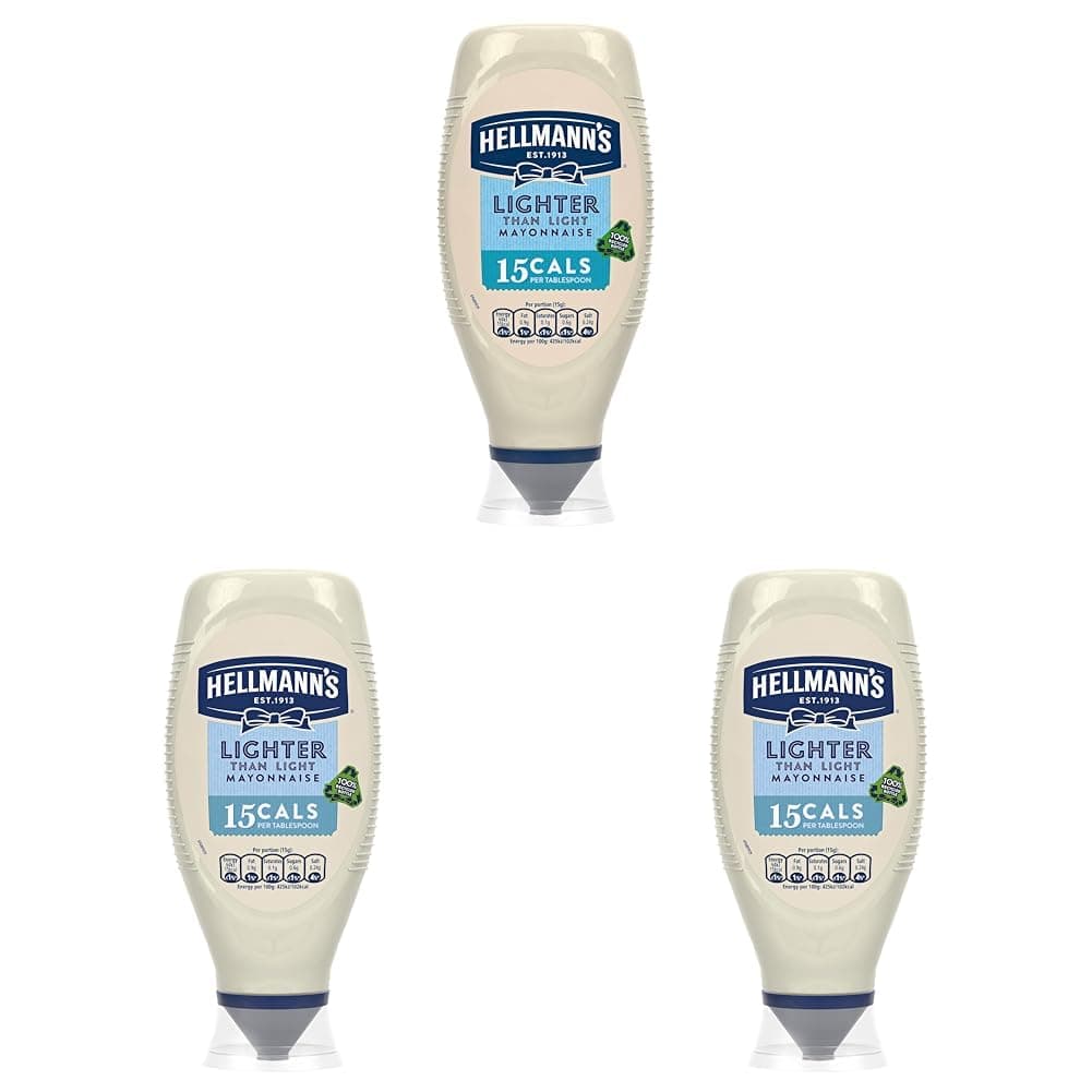 Hellmann's Lighter than Light Mayonnaise 100% recycled plastic bottle light mayo for sandwiches, wraps, and salads 750 ml (Pack of 3)