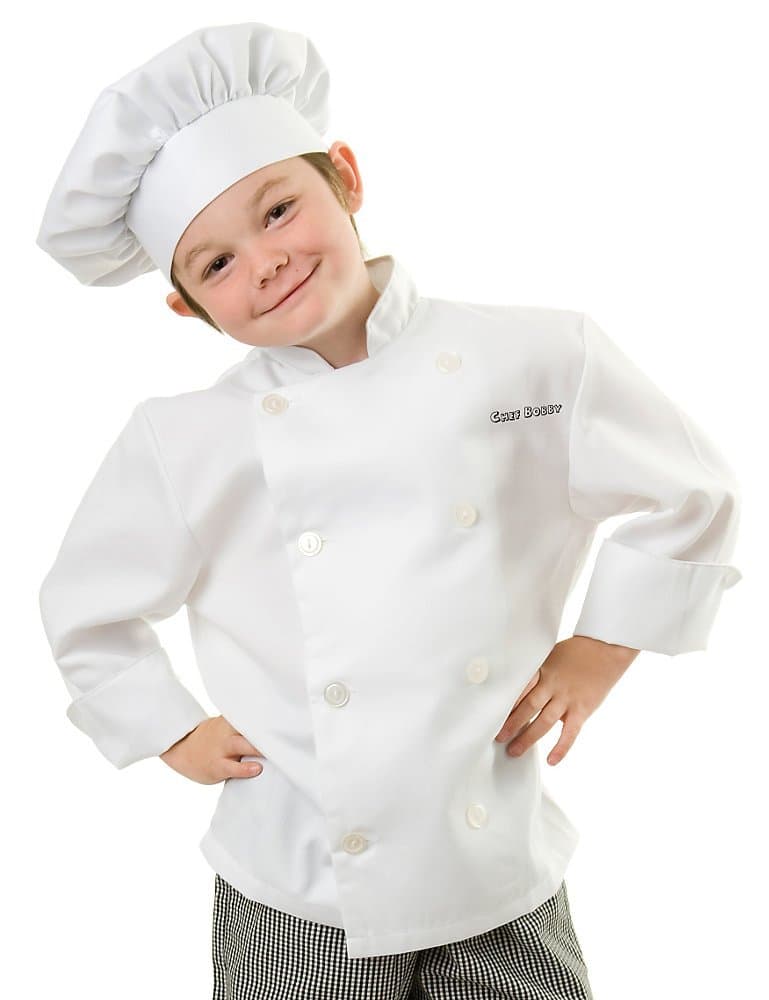 Customized Kids White Long Sleeve Chef Coat and Chef Hat