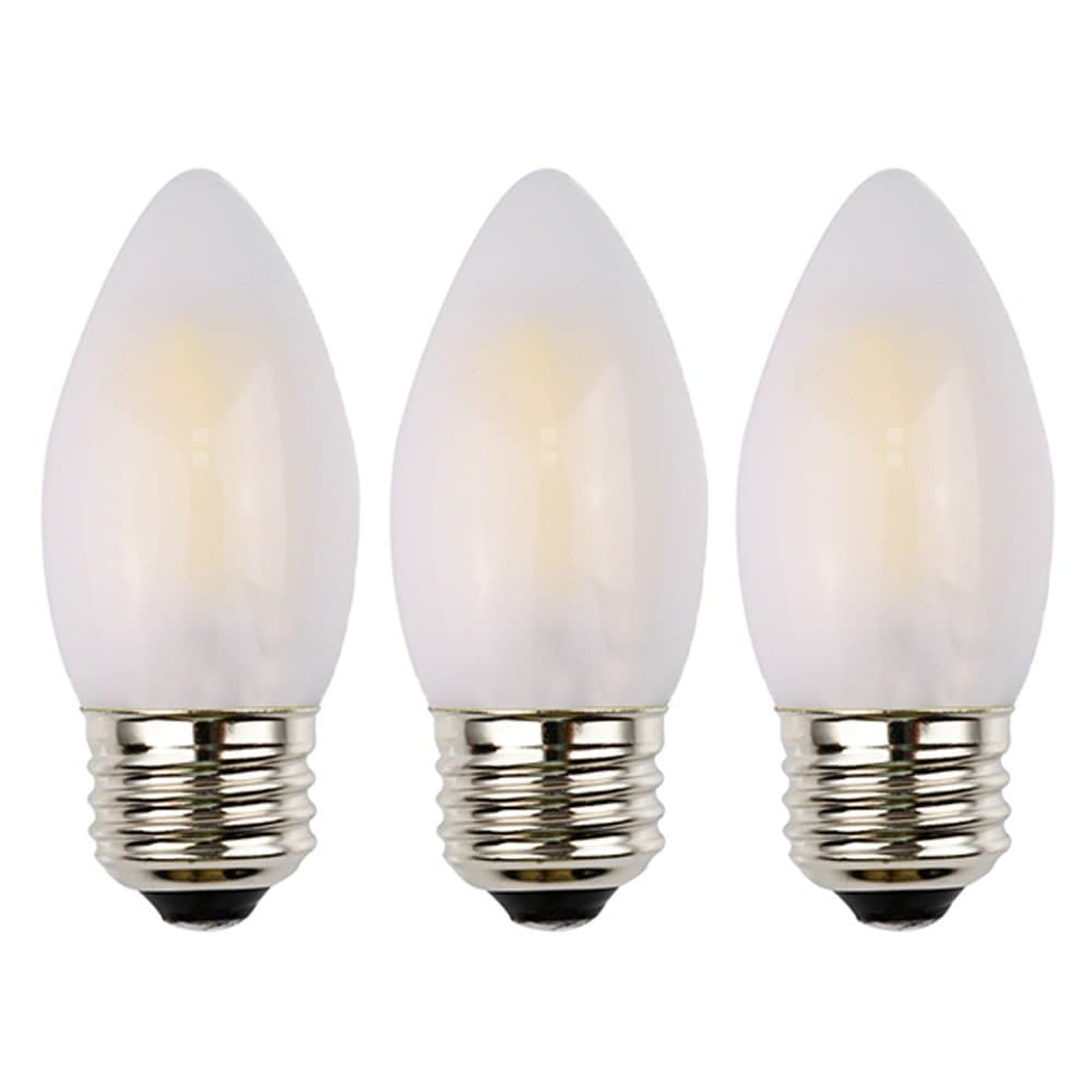 C35 LED Candelabra Bulb, 6W Dimmable, E26 Standard Base, 600LM 60W Incandescent Equivalent, 2700K Soft Warm White Light, Frosted Glass Housing, Torpedo Tip, 3-Pack