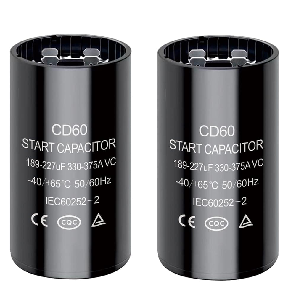189-227 uf/MFD CD60 Round Start Capacitor ±20% 50/60 Hz 330-375 VAC Round Motor Well Pump Start Capacitor (189-227 uf/MFD, 2)