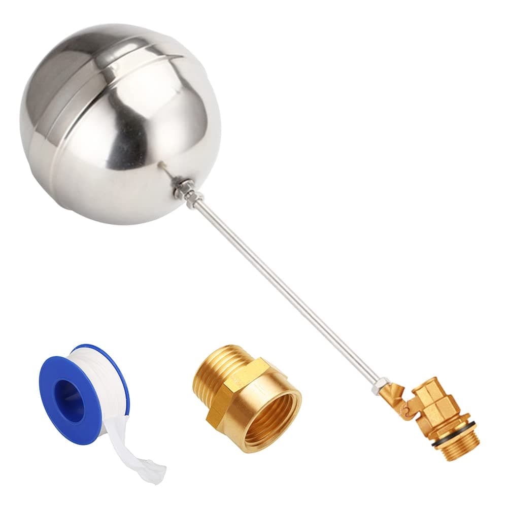 Float Ball Valve DN20 3/4" Male Thread Stainless Steel Floating Ball Brass Valve Automatic Switch for Stock Tank Pool Water Level Control