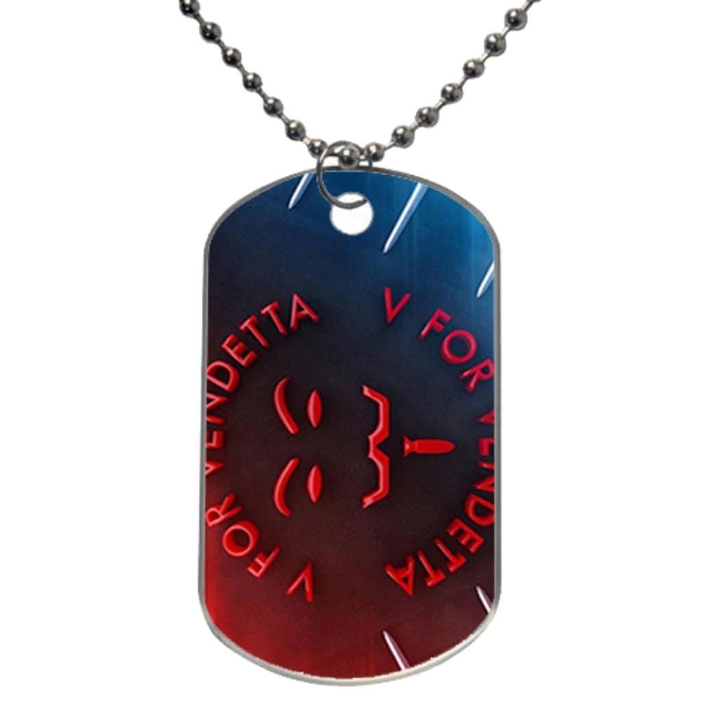V For Vendetta Image Custom Personalized Aluminum Dog Pet Tag,Comes with 30" inches beads chain