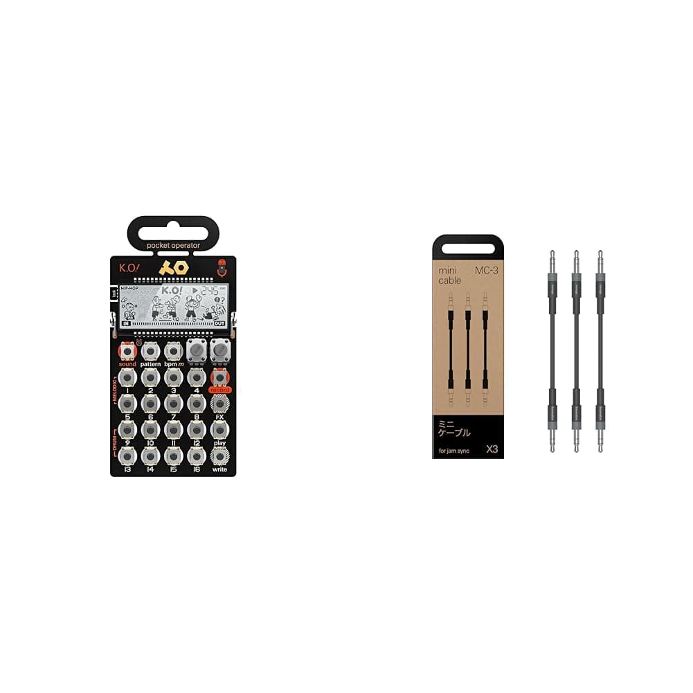 Teenage Engineering PO-33 Pocket Operator KO Sampler/Sequencer & 010.XS.902 MC-3 Mini Cables (Pack of 3)